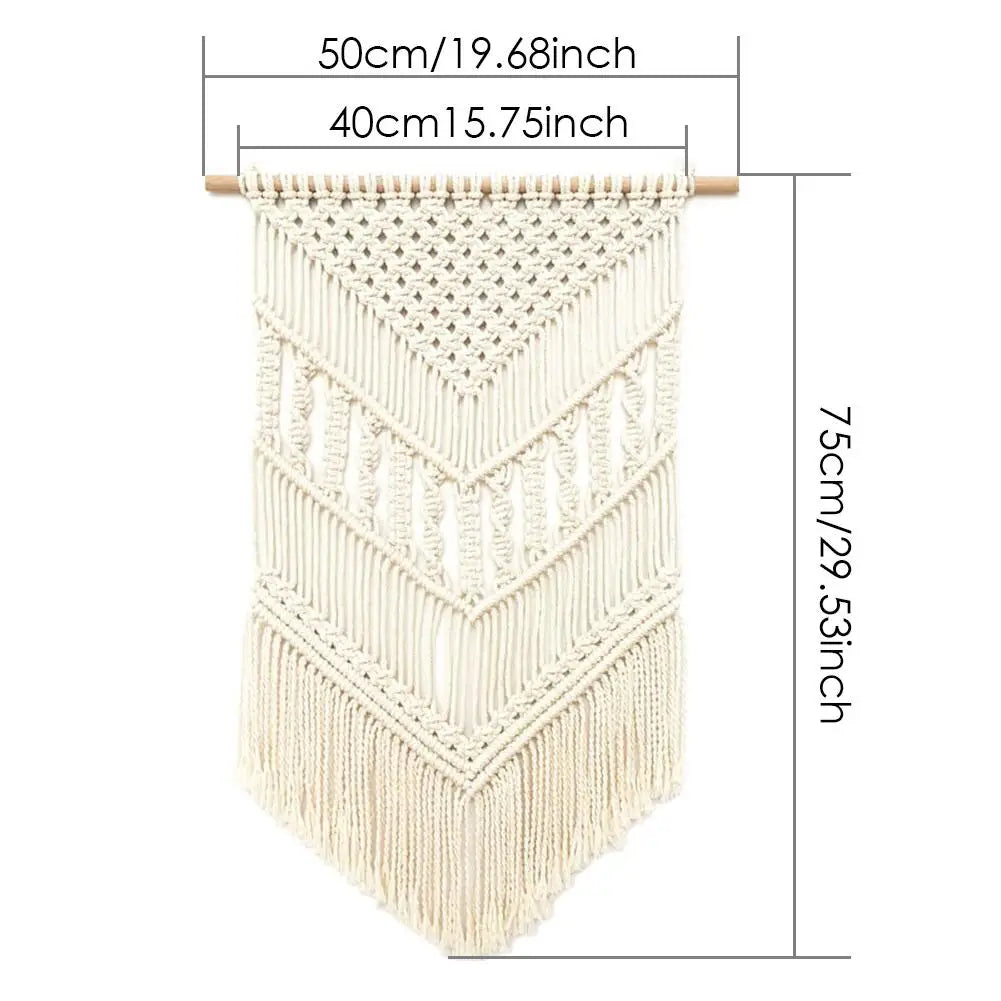 Nordic Bohemian Macramé Wall Tapestry – Geometric Woven Room Decor