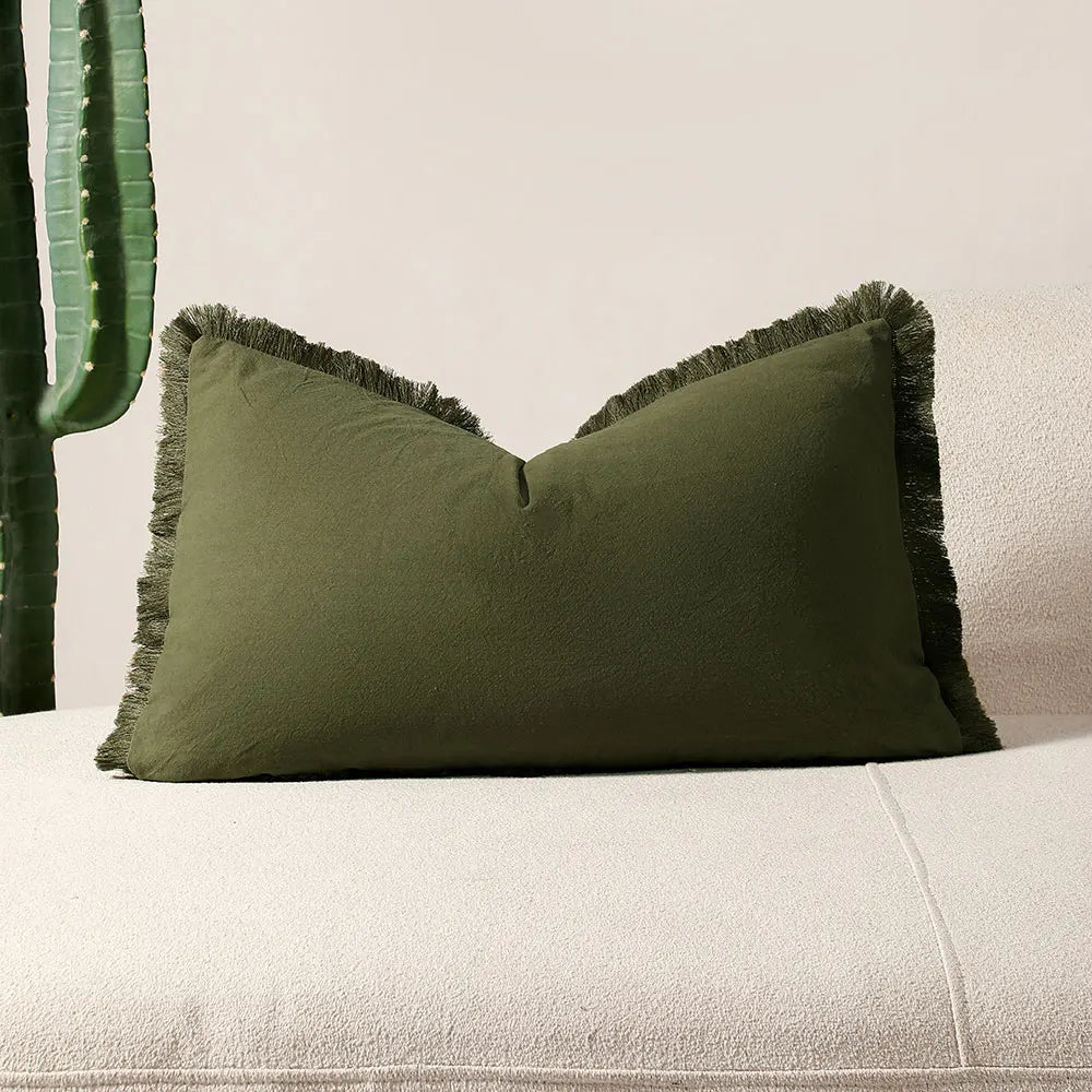 Boho Throw Pillow Cover – Soft Nordic Tassel Cushion Cover for Sofa & Living Room