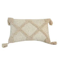 Boho Linen Tassel Throw Pillow Cover – Neutral Beige Cushion Case for Living Room Decor