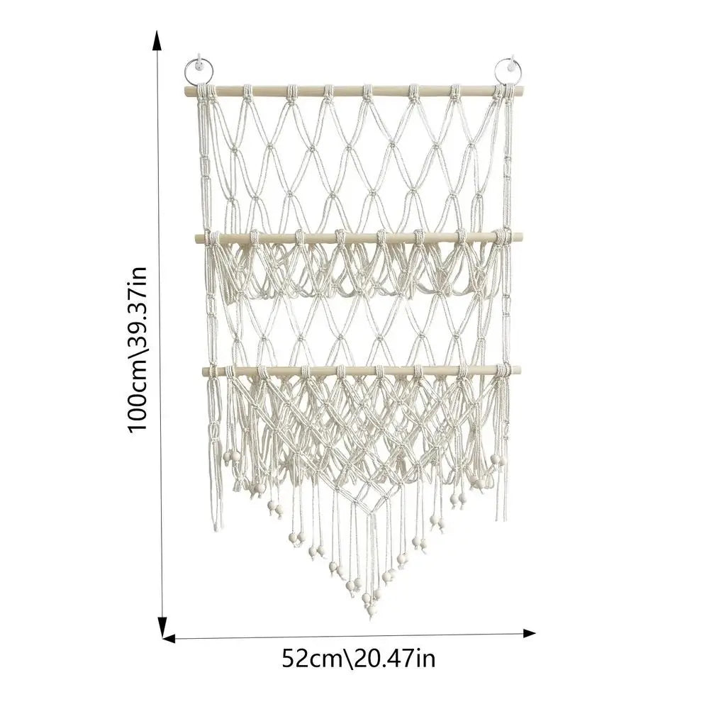 Nordic Bohemian Macramé Wall Tapestry – Geometric Woven Room Decor