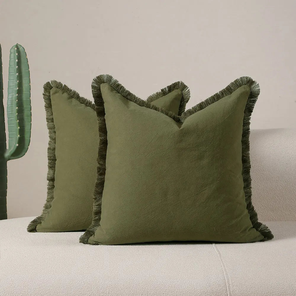 Boho Throw Pillow Cover – Soft Nordic Tassel Cushion Cover for Sofa & Living Room